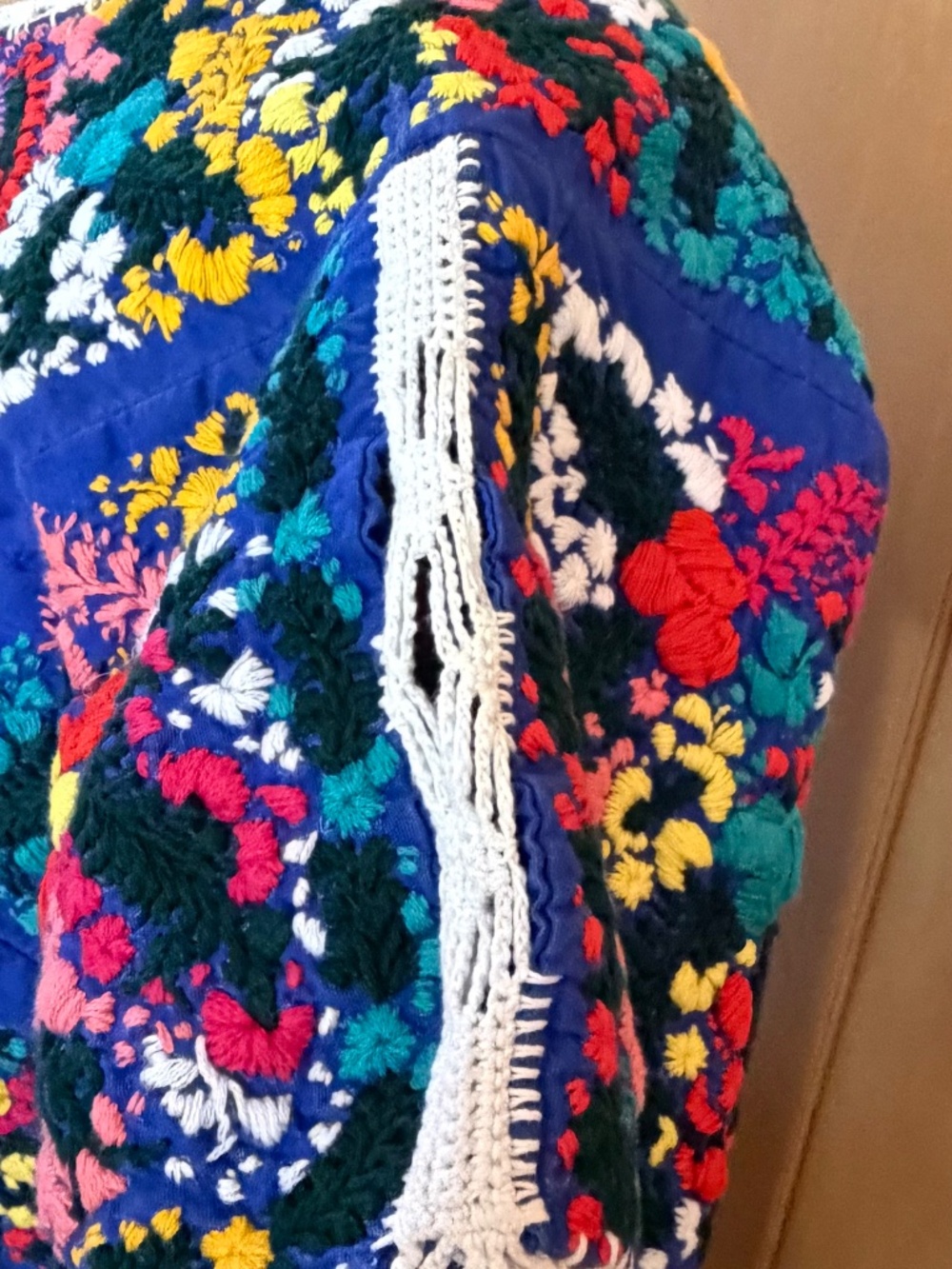 Beautiful Vintage Oaxacan Embroidered Mexican Dress - "Floral Beauty" - Picture 5 of 9